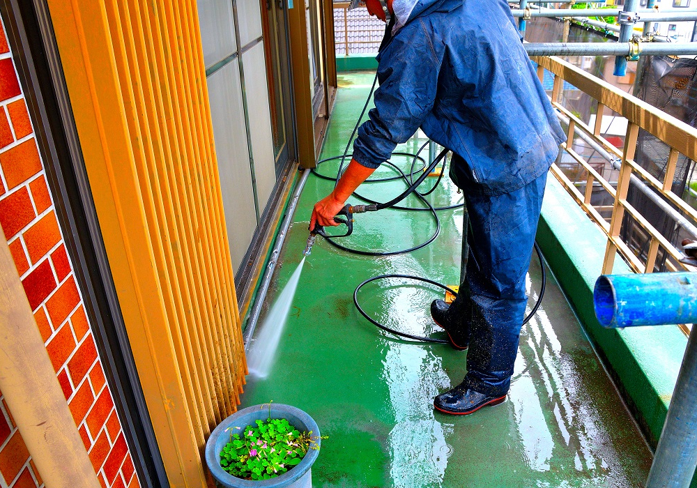 ベランダ土間高圧洗浄