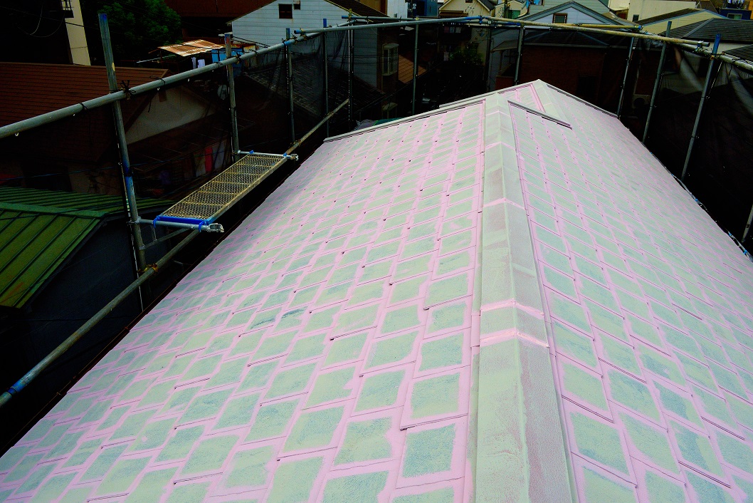 屋根ガイナ際塗装