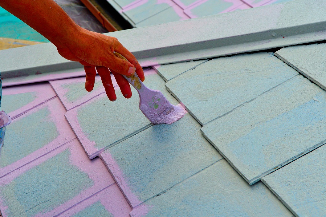 屋根ガイナ際塗装